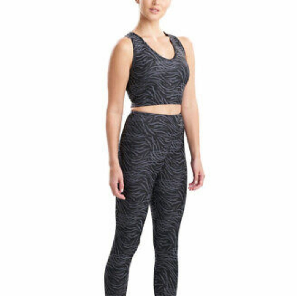Josie Natori Getaway Animal-Print Cropped Tank Top Black